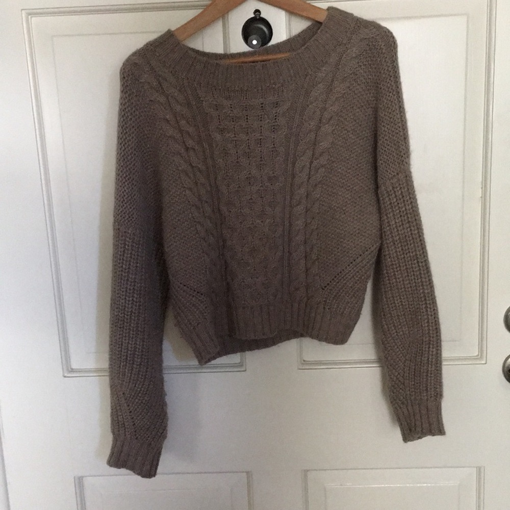 Micaela Greg cropped sweater tan fisherman